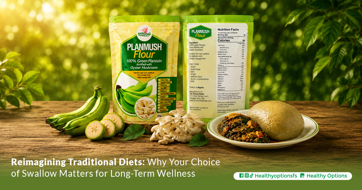 Planmush unripe plantain and oyster mushroom flour for traditional swallow meals